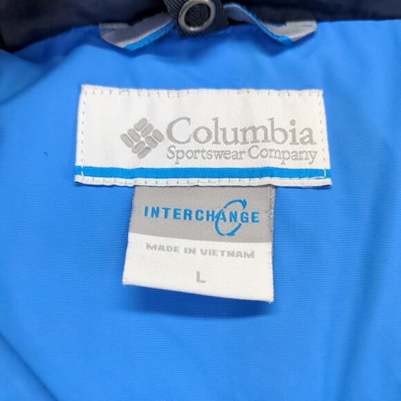 Columbia Interchange Hooded Jacket Coat Size L Blue Outer Layer Only - Picture 12 of 14